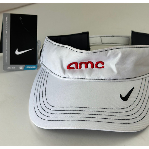 Nike Other - Nike Dri-FIT Swoosh Golf Visor AMC Logo Adjustable White Unisex Hat 429466-100